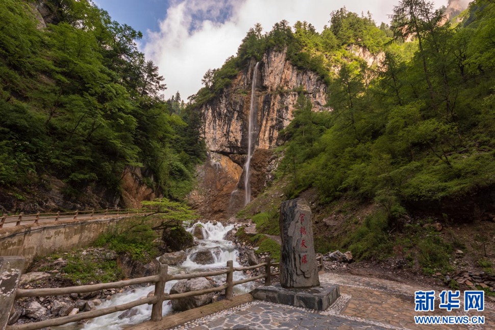 重崖森迥瀑飛先，鵝溝炎夏水風涼