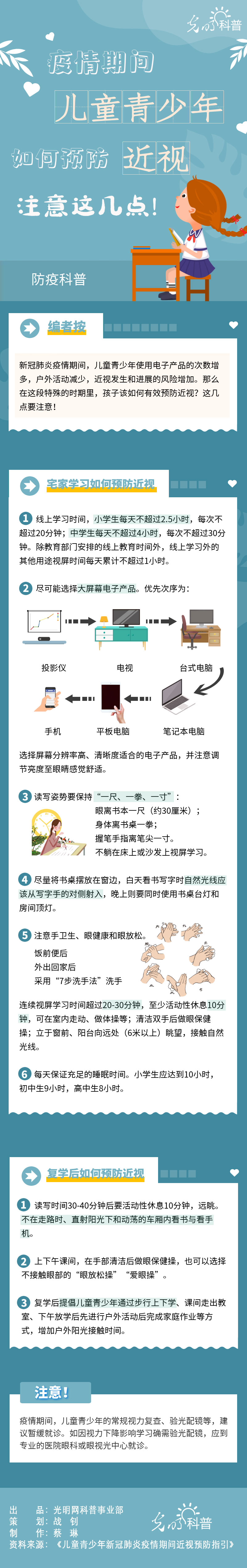 【防疫科普】疫情期間兒童青少年如何預防近視？注意這幾點！