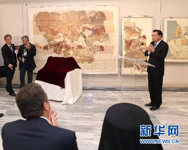 6月21日，國務院總理李克強與希臘總理薩馬拉斯共同出席希臘伊拉克利翁博物館新館開館儀式并發表講話。 新華社記者 龐興雷 攝 