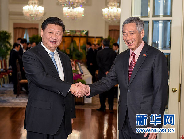11月7日，國(guó)家主席習(xí)近平在新加坡同新加坡總理李顯龍舉行會(huì)談。 新華社記者 李學(xué)仁 攝