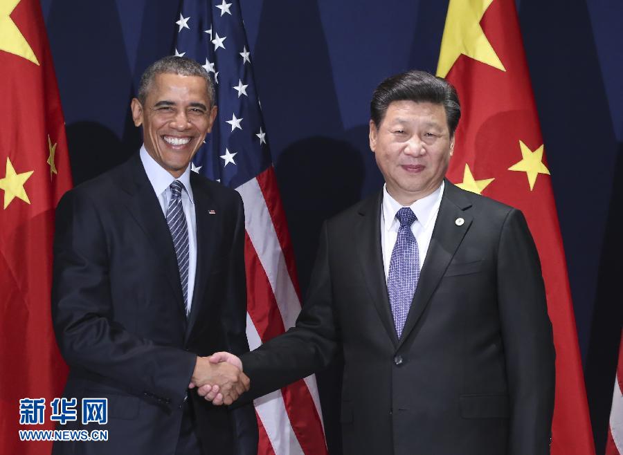 11月30日，中國國家主席習近平在巴黎會見美國總統奧巴馬。新華社記者蘭紅光攝